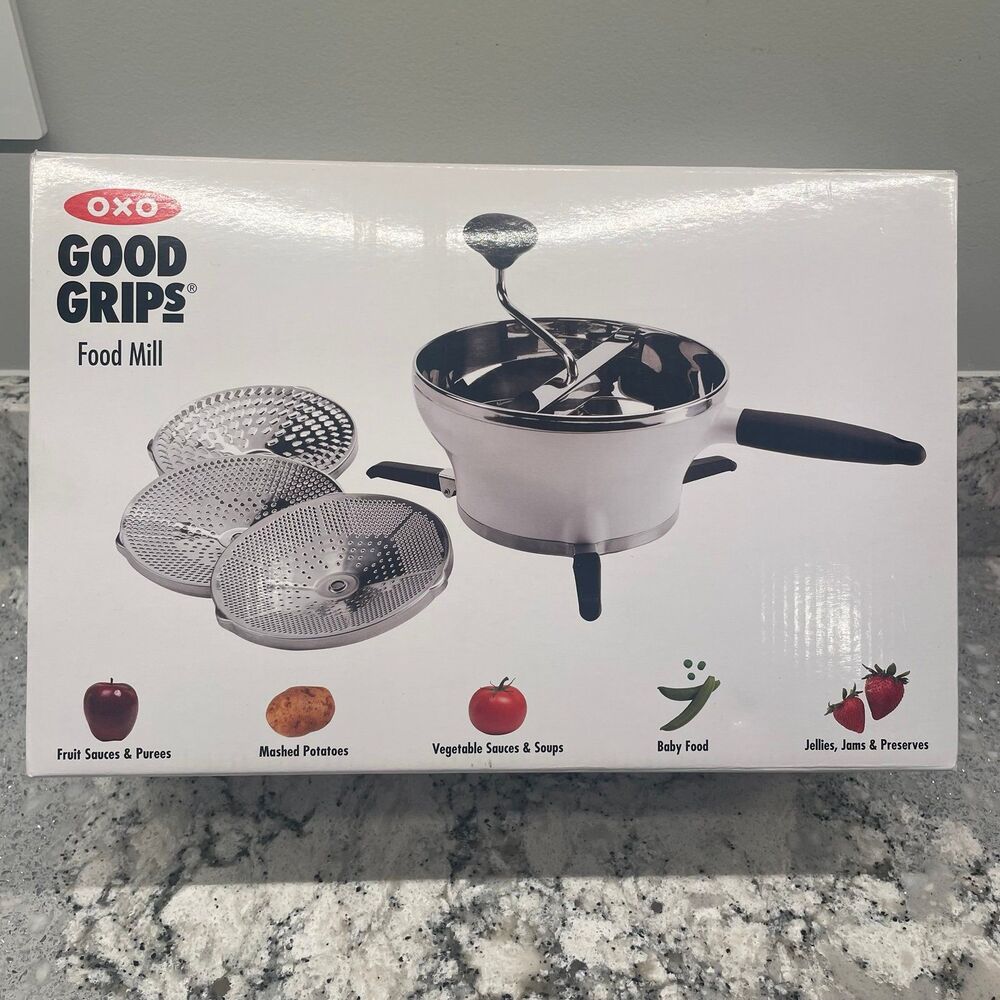 OXO Good Grips Food Mill - Stainless Steel with 3 Grinding Discs - New Open Box